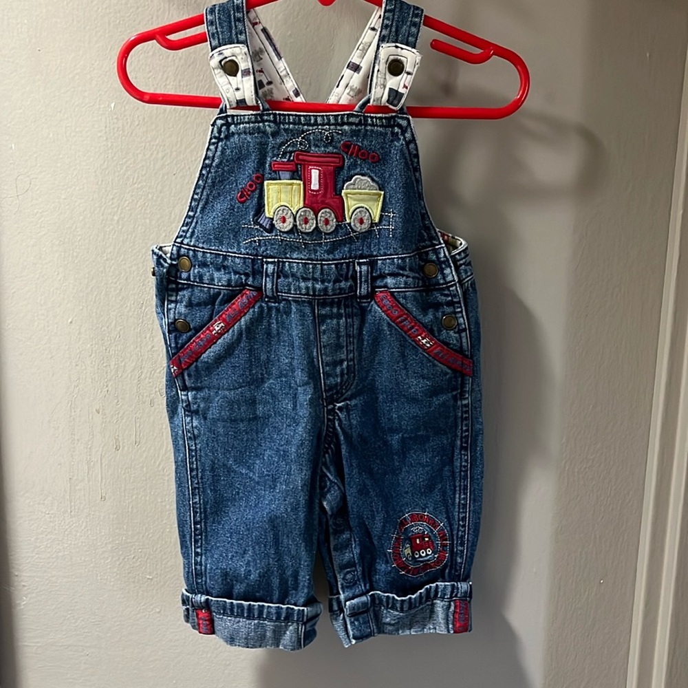 3-6 months Little legends Train Overalls